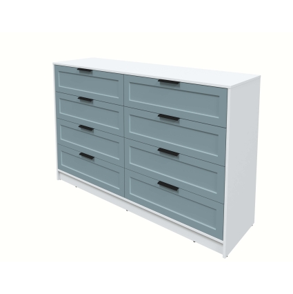 Kомод Тренд КТ-К157 (Белый платинум ЛДСП/ Океан ЛМДФ) Ш1565 В1020 Г451